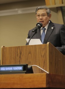 Indonesia's President Susilo Bambang Yudhoyono addressing the Indonesia's REDD+ at UN Headquarters, in New York (photo by abror/presidenri.go.id)