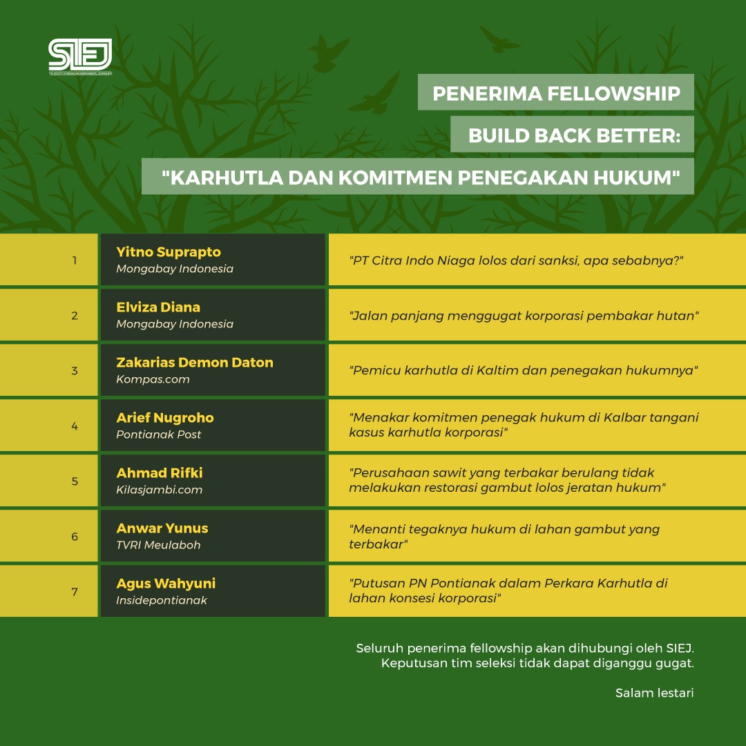 Fellowship Build Back Better Karhutla dan Komitmen Penegakan Hukum