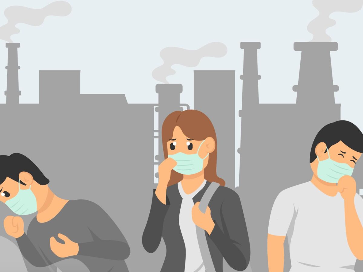 Freepik illustration of people in polluted city
