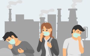 Freepik illustration of people in polluted city