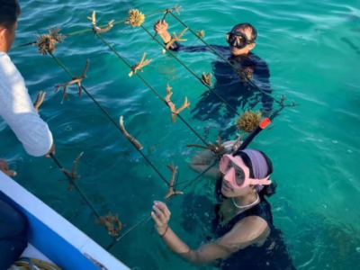 Aksi bersih-bersih pantai di kawasan Gili Noko, Gresik. (ITS)
