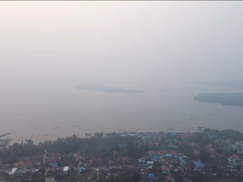 Drone di atas wilayah Wandaka Kecamatan Kulisusu, Kabupaten Buton Utara, Sulawesi Tenggara (Sultra).