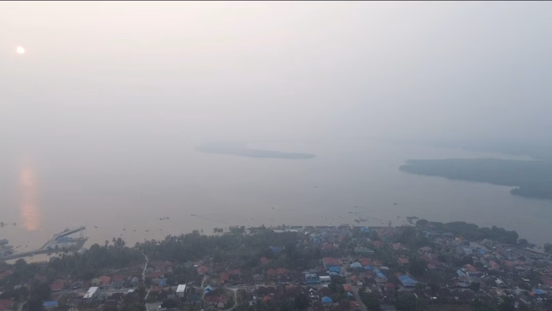 Drone di atas wilayah Wandaka Kecamatan Kulisusu, Kabupaten Buton Utara, Sulawesi Tenggara (Sultra).
